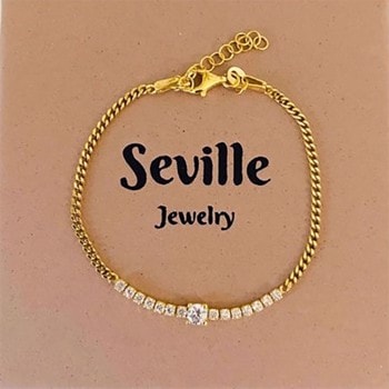 Armbånd med hvide zirkonia i forgyldt sterling sølv fra Seville